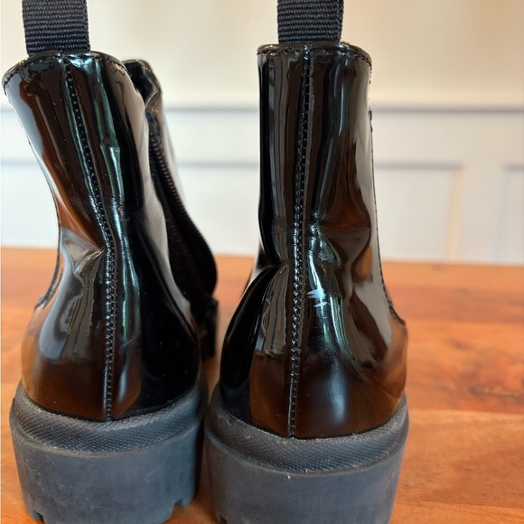 Steve Madden Girls Hether Chelsea Boots Black Patent Size 3 Chunky Goth Grunge - Picture 4 of 6